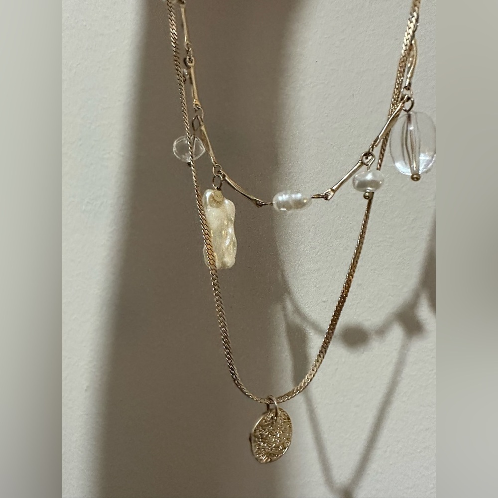 Free People Gold+Pearl statement necklace